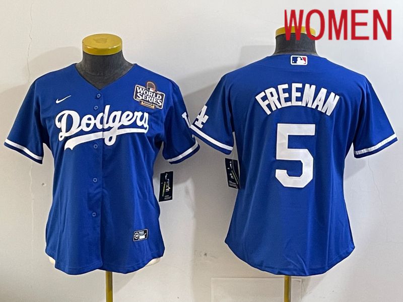 Women Los Angeles Dodgers #5 Freeman Blue Game 2024 Nike MLB Jersey style 11204->women mlb jersey->Women Jersey